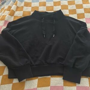 Spanx Black mock neck cropped sweatshirt. Black. Size M